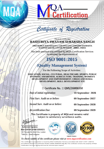 Rashtriya Swayam Suraksha Sangh Certificate of Registration