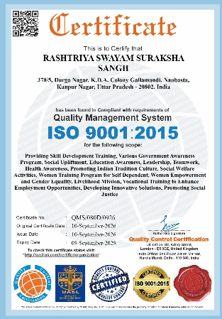 Rashtriya Swayam Suraksha Sangh ISO 9001:2015 Certification